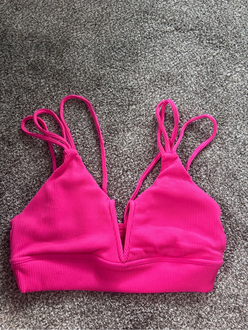 BuffBunny Hot Pink Ribbed V-Plunge Monarch Swim Top